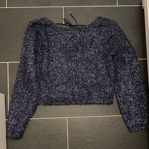 Anthropologie Black and Silver Fuzzy Sweater